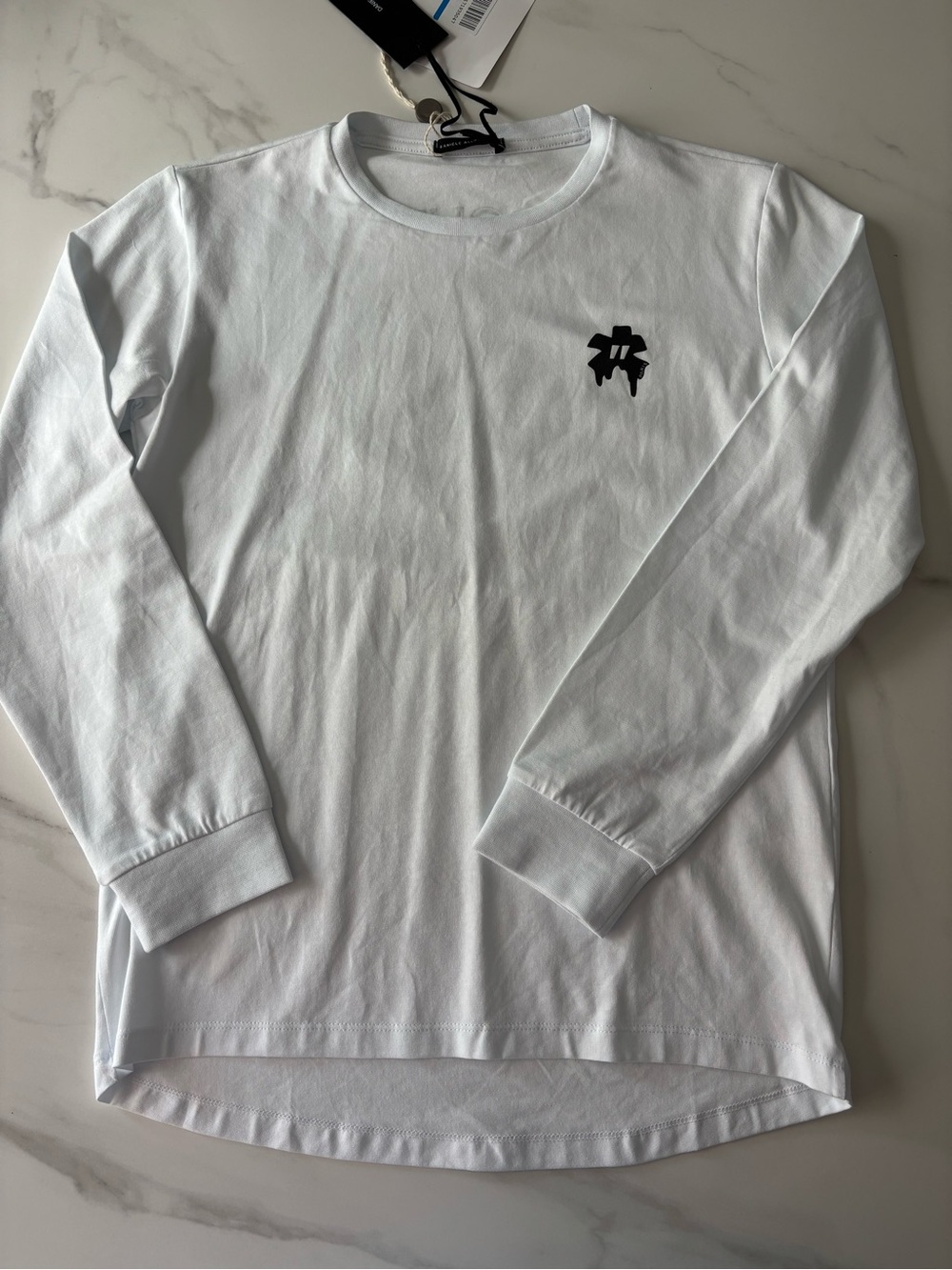 Daniele Alessandrini Long Sleeve Tee with Small Black Logo NWT 14 y.o